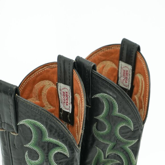 Vintage Emerald Leather 1970s Cowboy Boots Green Lizard Western Cowgirl Size 7 - Picture 10 of 11